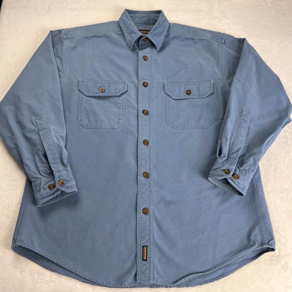 Woolrich Men's Chamois Blue Flannel Button Down Shirt Size XL